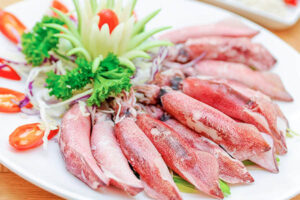 Mực trứng hấp bia