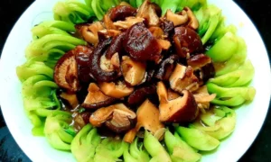 Rau cải chíp xào nấm